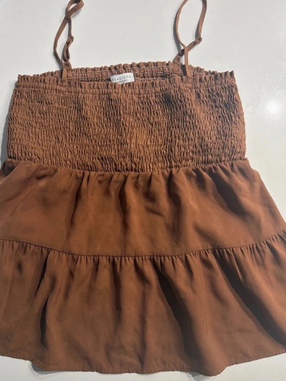 Smocked Tiered Mini Skirt in Rust by Aeropostale